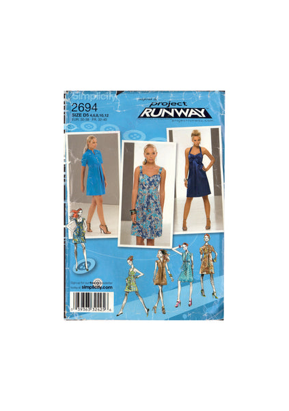 Simplicity 2694 Sewing Pattern, Dress, Size 4-12, Partially Cut, Complete