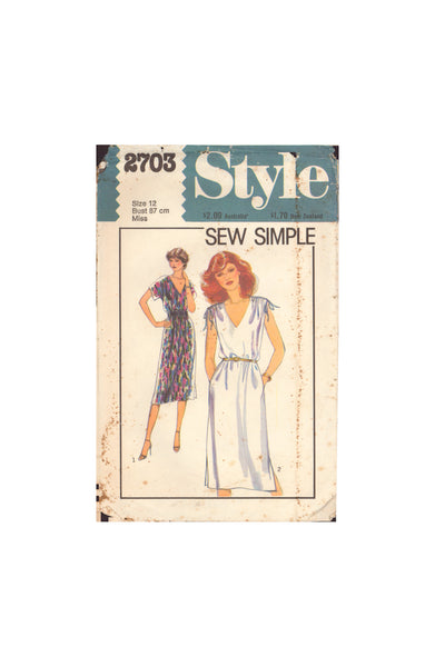 Style 2703 Sewing Pattern, Dress, Size 12, Cut, Complete