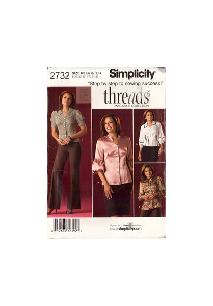 Simplicity 2732 Sewing Pattern, Size 6-14, Blouse, Uncut, Factory Folded