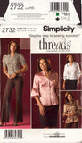 Simplicity 2732 Sewing Pattern, Size 6-14, Blouse, Uncut, Factory Folded