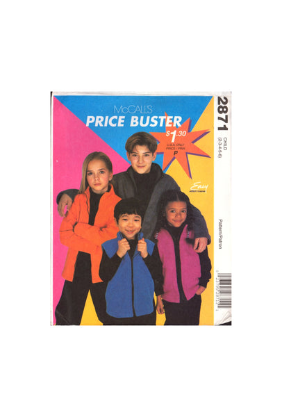 McCall's 2871 Sewing Pattern Boy's And Girl's Jacket Vest Size 2-6 Uncut Factory Folded