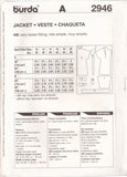 Burda 2946 Sewing Pattern, Jacket, Size 10-20, Uncut, Factory Folded