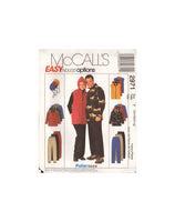 McCall's 2971 Sewing Pattern, Women's, Men's and Teen Boys' Jacket Or Vest, Top, Pants and Hat, Size Sm-Md-Lg, Uncut, Factory Folded