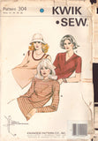 Kwik Sew 304 Sewing Pattern, Knit-Top, Size 14-20, Cut Apart, Incomplete