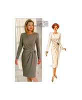 90s Sewing Pattern: Butterick 3067 Morton Myles Front Pleated Overlay Dress in Two Lengths, Uncut, Factory Folded Size 12-16