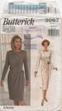 90s Sewing Pattern: Butterick 3067 Morton Myles Front Pleated Overlay Dress in Two Lengths, Uncut, Factory Folded Size 12-16