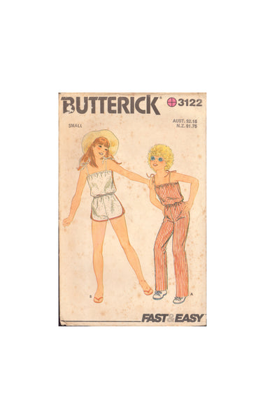 Butterick 3122 Sewing Pattern, Girls' Jumpsuit, Size 7, Cut, Complete