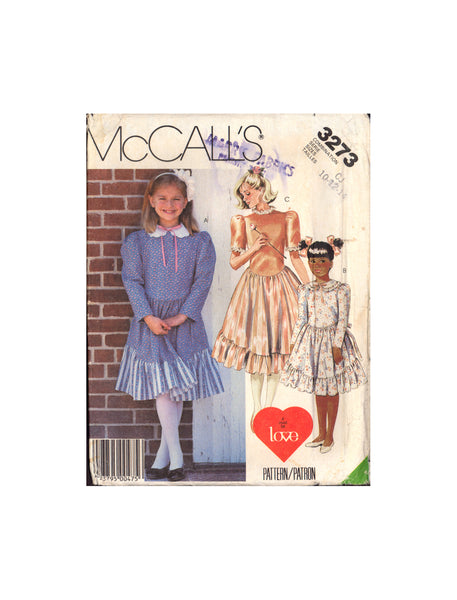 McCall's 3273 Sewing Pattern Girls' Dress Size 10-12-14 Uncut Factory Folded