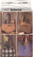 Butterick 3282 Handbags in Four Styles, Uncut, Factory Folded Sewing Pattern