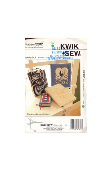 Kwik Sew 3282 Sewing Pattern, Book and Checkbook Covers, Uncut, Factory Folded