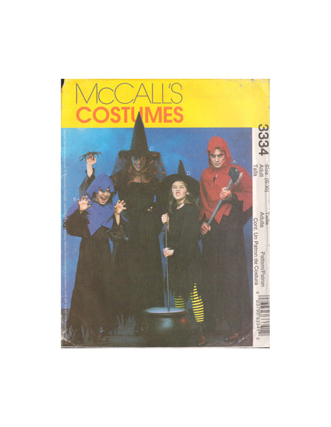 McCall's 3334 Sewing Pattern, Women's, Men's, Teen's, Boys' and Girls' Witch and Ghoul Costume, Size S-XL, Uncut, Factory Folded