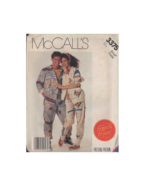 McCall's 3375 Sewing Pattern, Women's, Men's, Boys' Jacket, Shirt and Pants, Size Small, PARTIALLY CUT, COMPLETE