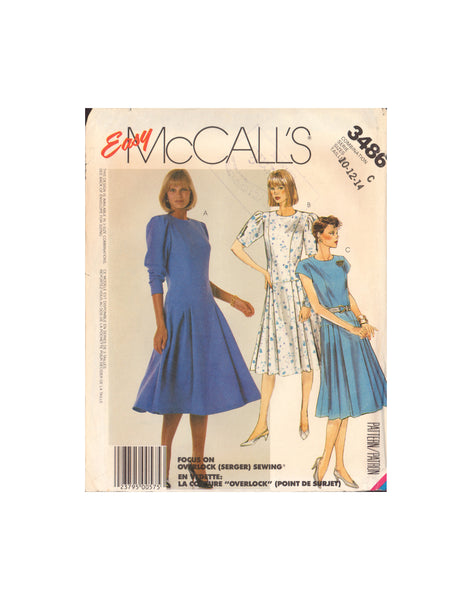 McCall's 3486 Sewing Pattern, Dress, Size 10-12-14, CUT, COMPLETE