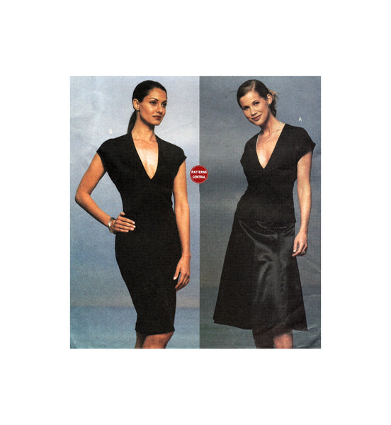 Butterick 3509 Close Fitting, Deep V-Neckline Dress or Top and Skirt, Uncut, Factory Folded, Sewing Pattern Size 6-10