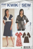 2000s Sewing Pattern: Kwik Sew 3533 Empire Tunic or Dress with Kimono Sleeves, Uncut, Factory Folded Size XS-XL