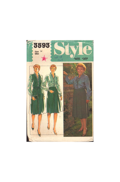 Style 3593 Sewing Pattern Jacket, Blouse, Skirt Size 14, Uncut, Factory Folded