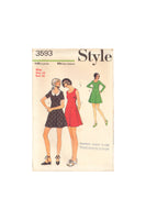 Style 3593 Sewing Pattern, Junior Petites' and Misses' Dress and Detachable Collar, Size 12, Cut, Incomplete