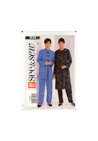 See&Sew 3626 Sewing Pattern, Tunic and Pants, Size 14, Cut, Complete