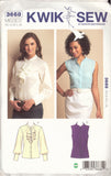 Kwik Sew 3668 Sewing Pattern, Misses' Blouses, Size XS-S-M-L-XL, Uncut, Factory Folded