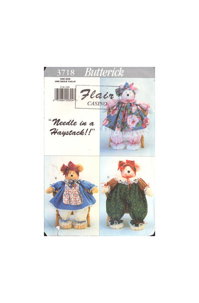 Butterick 3718 Pammy Bear Pattern One Size Uncut Factory Folded