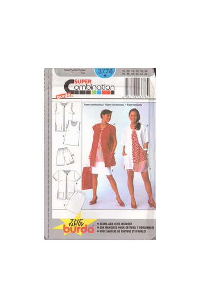 Burda 3778 Sewing Pattern Sleeveless Top, Tunic, Vest, Jacket, Shorts, Pencil Skirt, Size 10-20, Uncut, Factory Folded