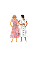 80s Dress Sewing Pattern: Butterick 3867 Fit and Flare, Shaped Back Cut Out Dress in Two Lengths, Cut, Complete 12-14