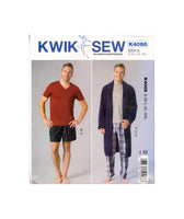 Kwik Sew 4088 Sewing Pattern, Men's Robe, Belt, Tops, Shorts and Pants, Size S-XXL, Partially Cut, Complete