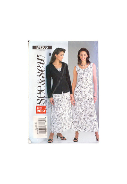 See&Sew 4105 Sewing Pattern, Misses' Petite Jacket and Dress, Size 14-16, Cut, Complete