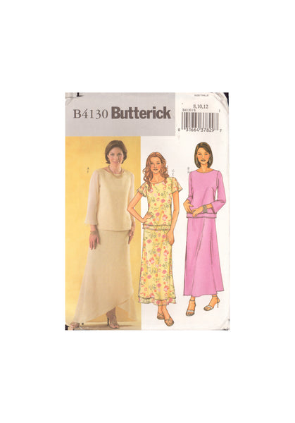 Butterick 4130 Sewing Pattern, Top and Skirt, Size 8-10-12, Uncut, Factory Folded