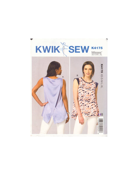 Kwik Sew 4175 Sewing Pattern, Misses' Tops, Size XS-S-M-L-XL, Uncut, Factory Folded