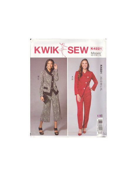 Kwik Sew 4221 Sewing Pattern, Women's Jacket and Pants, Size XS-XL, Uncut, Factory Folded