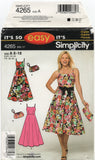 Simplicity 4265 Fit and Flare Sundress with Matching Clutch Purse, Uncut, Factory Folded, Sewing Pattern Size 8-18