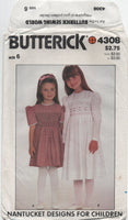 Butterick 4308 Child's Smocked Dress and Transfer, Uncut, Factory Folded Sewing Pattern Size 6