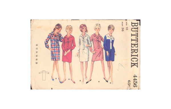 Butterick 4456 Sewing Pattern, One-Piece Dress, Size 16, Cut, INCOMPLETE