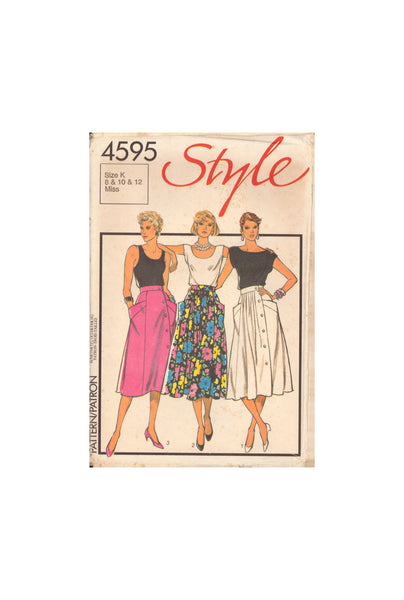 Style 4595 Sewing Pattern, Button-Front Skirts, Size 8-12, Uncut, Factory Folded