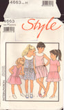 Style 4663 Sewing Pattern, Girls' Dress, Size 2-3-4, Uncut, Factory Folded