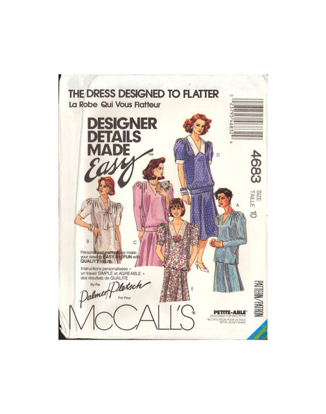 McCall's 4683 Sewing Pattern Two-piece Dress Size 10 or Size 12 Uncut Factory Folded