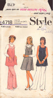 Style 4718 Sewing Pattern, Maternity Pinafore Dress or Tunic and Pants, Size 12, Cut, Complete