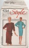 80s Sewing Pattern: Style 4764 Dress with Side Shoulder Tucks and Dolman Sleeves, Uncut, Factory Folded Size 14