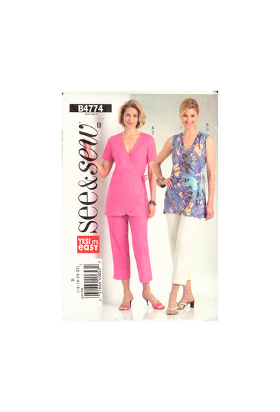 See&Sew 4774 Sewing Pattern, Misses' Top and Pants, Size 16, Cut, Complete