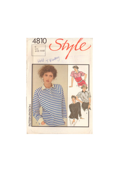 Style 4810 Sewing Pattern, Tops, Size 12, Uncut, Factory Folded