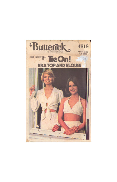 Butterick 4818 Sewing Pattern, Bra Top and Blouse, Size 14, Uncut, Factory Folded