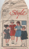 Style 4837 Smocked Dress with Long or Short Sleeves, Uncut, Factory Folded Sewing Pattern Size 2-4