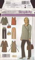 Simplicity 4890 Maternity Dress or Top, Pants and Bag, Size 16-24, Uncut, Factory Folded