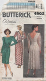 90s Sewing Pattern: Butterick 4902 Rimini V-Back Dress with Draped Midriff, Uncut, Factory Folded, Size 8-12