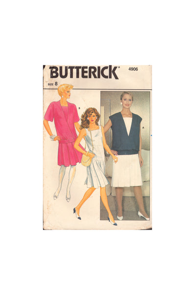 Butterick 4906 Sewing Pattern, Women's Jacket and Dress, Size 8, Cut, Complete