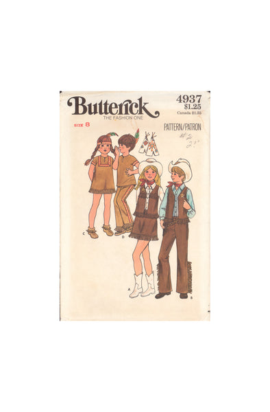 Butterick 4937 Sewing Pattern, Children's Costume, Size 8, PARTIALLY CUT, COMPLETE