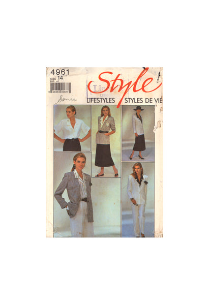 Style 4961 Sewing Pattern Jacket Shirt Skirt Trousers Size 14 (42) Uncut Factory Folded