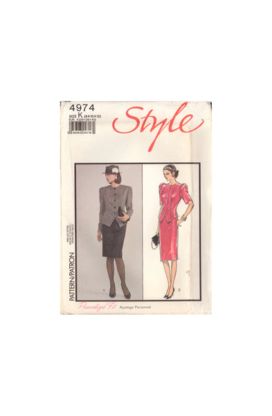 Style 4974 Sewing Pattern, Jacket and Skirt, Size 8-10-12, Uncut, Factory Folded