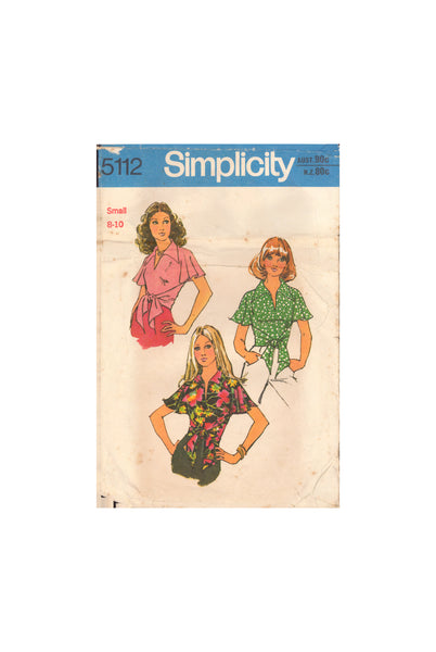 Simplicity 5112 Sewing Pattern, Misses' Wrap and Tie Blouse, Size 8-10, Cut, Complete